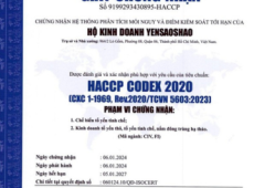 Giấy Tờ Chứng Nhận HACCP và Kiểm Nghiệm Yến Sào Shao